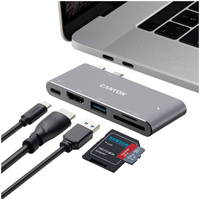 CANYON hub DS-5 5in1 Thunderbolt 3 4k Space Grey