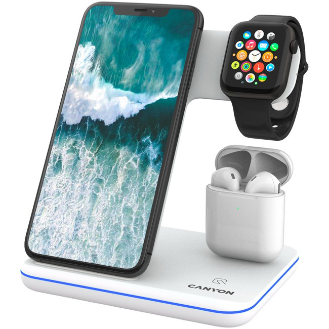 CANYON wireless charger WS-302 15W 3in1 White