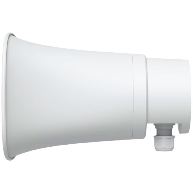 Ubiquiti UP-AI-Horn-Speaker-W All-weather PoE 120 dB horn speaker with advanced AI alert functionality and versatile wall, corner, and pole mounting options