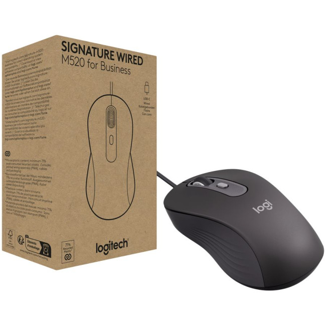 LOGITECH Signature M520 Wired Mouse for Business - GRAPHITE - USB - N/A - EMEA28i-935 - USB-C