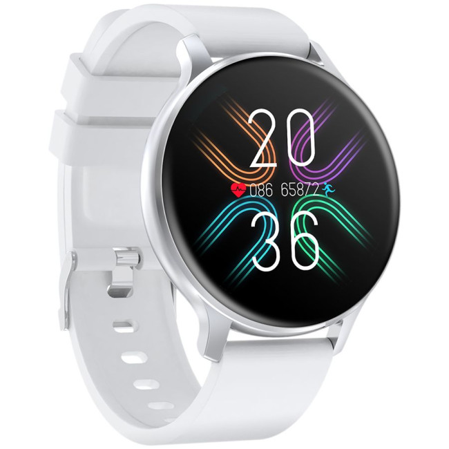 CANYON Badian SW-68, Smartwatch, Realtek 8762CK, 1.28''TFT 240x240px; RAM : 160KB,  Lithium-ion polymer battery, 3.7V 190mAh Include, Silver Zinc alloy middle frame + plastic bottom case+ white Silicone strap + silver strap buckle, 44.9x 10.9mm, strap: 20