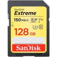 SANDISK Extreme 128GB SDXC Memory Card + 1 year RescuePRO Deluxe up to 180MB/s & 90MB/s Read/Write speeds, UHS-I, Class 10, U3, V30