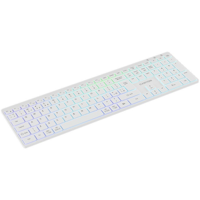 CANYON keyboard HKB-W11 UK/US RGB Dual Mode Wireless White