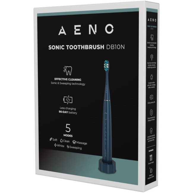 Wireless Tooth Brush, Navy Blue, 3 Brush Heads, 1400mAh, Function: Soft, Clean, Massage, White, Sweep