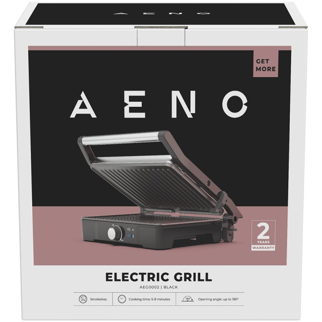 AENO Electric Grill EG2: 2000W, Temperature regulation, Max opening angle -180°, Plate size 290*234mm