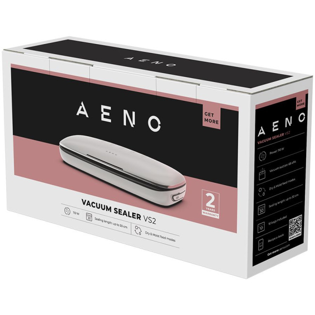 AENO Vacuum sealer VS2: 120W, 75kPa, Dry/Moist Food Mode, 3 modes: Vac+Seal, Seal, Pulse, Max Pocket Width 30 cm