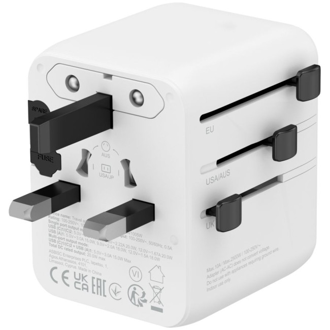 CANYON Travel Adapter OnTour 20 EU/UK/US/AUS 20W  White