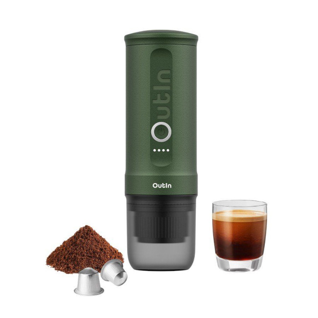 OUTIN Nano Espresso Machine, model OTEM-01, color Forest Green