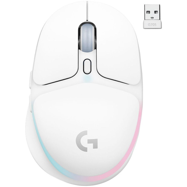 LOGITECH G705 LIGHTSPEED Wireless Gaming Mouse - White - 2.4GHZ/BT