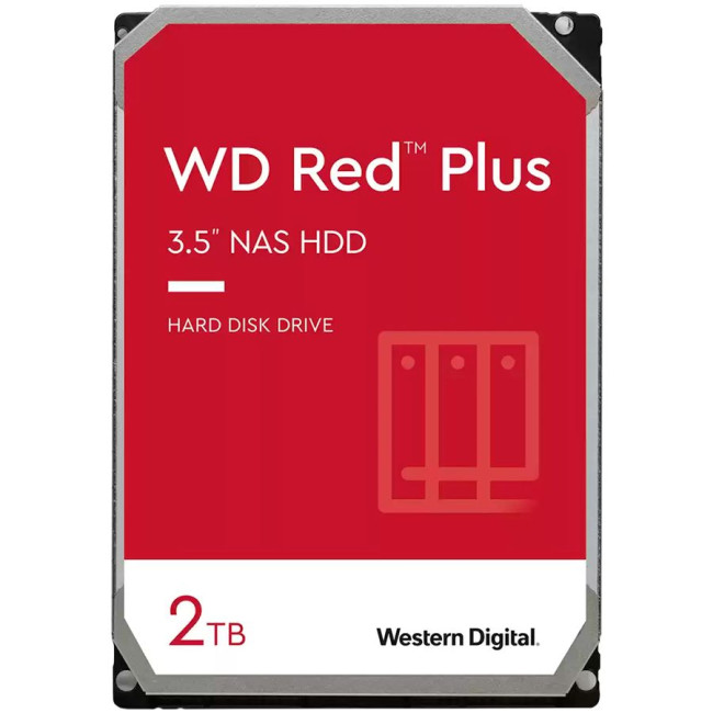 HDD NAS WD Red Plus 2TB CMR, 3.5'', 64MB, 5400 RPM, SATA, TBW: 180