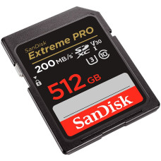 SANDISK Extreme PRO 512GB SDXC Memory Card + 2 years RescuePRO Deluxe up to 200MB/s & 140MB/s Read/Write speeds, UHS-I, Class 10, U3, V30