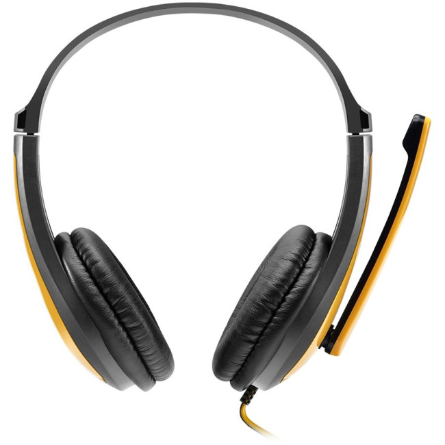 Головні дротові навушники накладні з вбудованим мікрофоном CANYON entry price PC headset  combined 3 5 plug  leather pads  Black-yellow