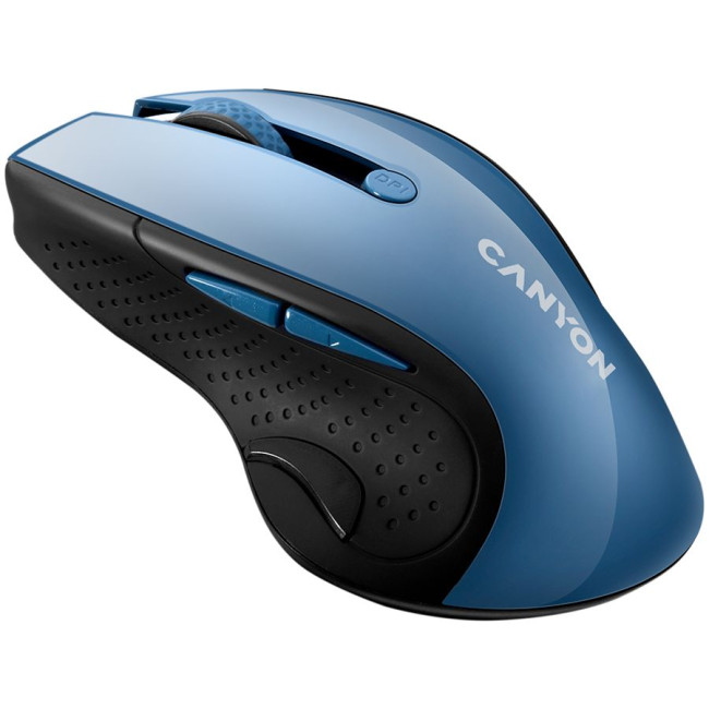 Маніпулятор миша бездротова CANYON MW-01 2.4GHz wireless mouse with 6 buttons  optical tracking - blue LED  DPI 1000/1200/1600  Blue Gray pearl glossy  113x71x39.5mm  0.07kg