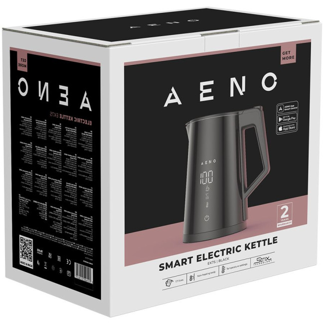 AENO Electric Kettle EK7S Smart: 1850-2200W, 1.7L, Strix, Double-walls, Temperature Control, Keep warm Function, Control via Wi-Fi, LED-display, Non-heating body, Auto Power Off, Dry tank Protection