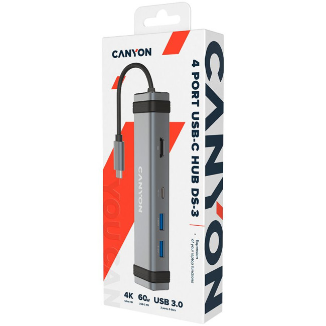 CANYON hub DS-3 4in1 USB-C Space Grey