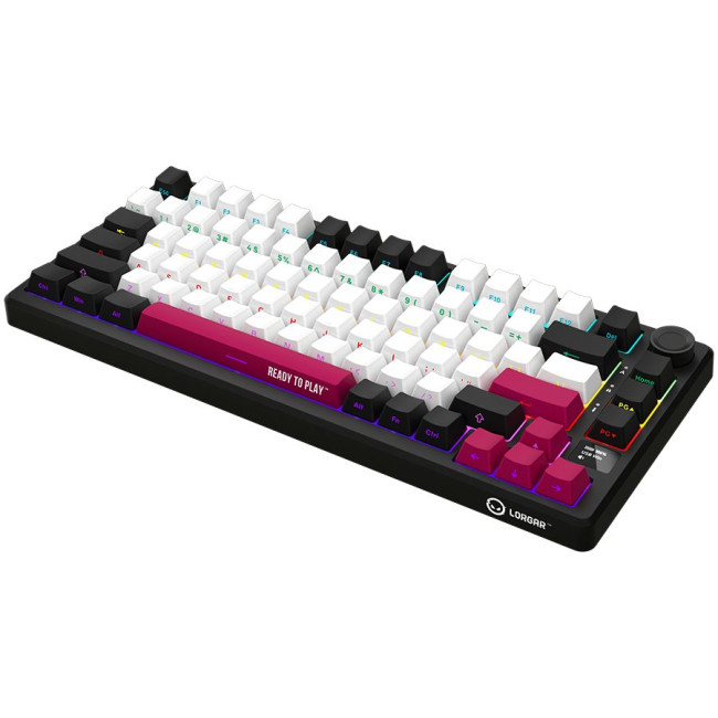 LORGAR KBP7075W, Wireless 75% Mechanical Gaming Keyboard Pro, Black/red, EN layout