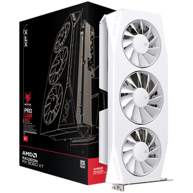 XFX Mercury AMD Radeon RX 9060XT OC White Gaming Edition with 16GB GDDR6 HDMI 2xDP, AMD RDNA 4