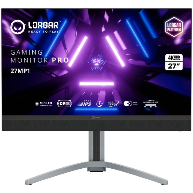 LORGAR 27MP1, UHD MiniLED Gaming Monitor Pro, 27'' (3840*2160) fast IPS flat monitor, black/milky grey