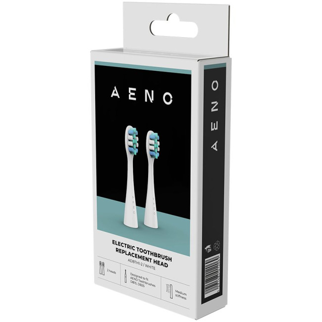 AENO Replacement toothbrush heads, White, Dupont bristles, 2pcs in set (for ADB0001S/ADB0002S)