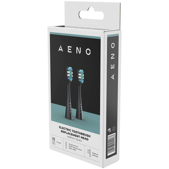 AENO Replacement toothbrush heads, Black, Dupont bristles, 2pcs in set (for ADB0002S/ADB0001S)