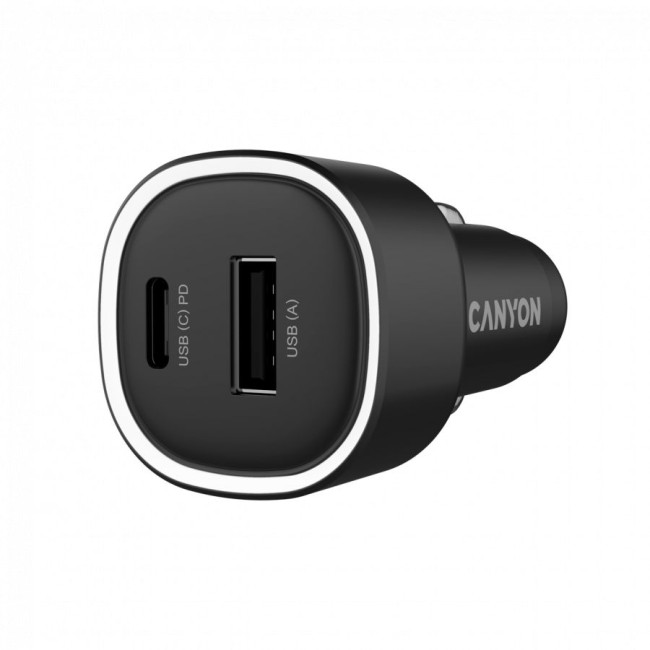 CANYON car charger OnDrive 48 PD 48W USB-A+USB-C Black
