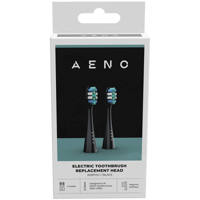 AENO Replacement toothbrush heads, Black, Dupont bristles, 2pcs in set (for ADB0002S/ADB0001S)