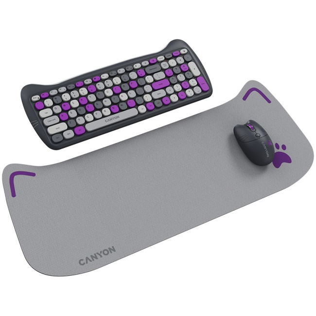 CANYON HSET-W6 EN Keyboard+Mouse Kitty Edition AAA+АА Wireless Violet