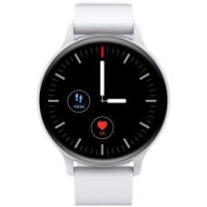 CANYON Badian SW-68, Smartwatch, Realtek 8762CK, 1.28''TFT 240x240px; RAM : 160KB,  Lithium-ion polymer battery, 3.7V 190mAh Include, Silver Zinc alloy middle frame + plastic bottom case+ white Silicone strap + silver strap buckle, 44.9x 10.9mm, strap: 20