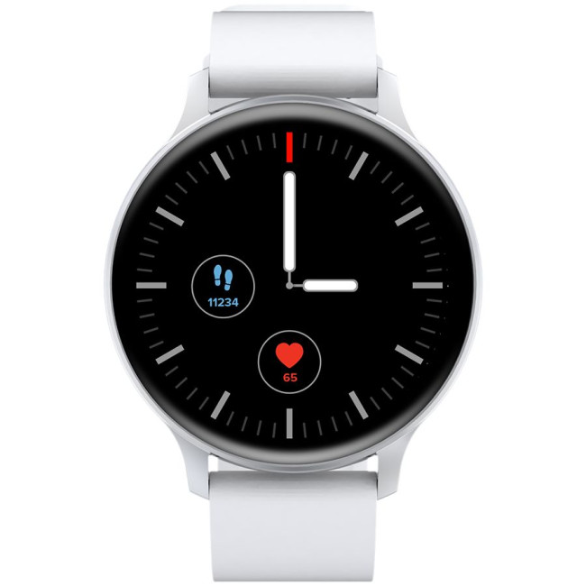 CANYON Badian SW-68, Smartwatch, Realtek 8762CK, 1.28''TFT 240x240px; RAM : 160KB,  Lithium-ion polymer battery, 3.7V 190mAh Include, Silver Zinc alloy middle frame + plastic bottom case+ white Silicone strap + silver strap buckle, 44.9x 10.9mm, strap: 20