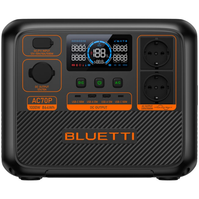 BLUETTI AC70P 1000W, 864Wh