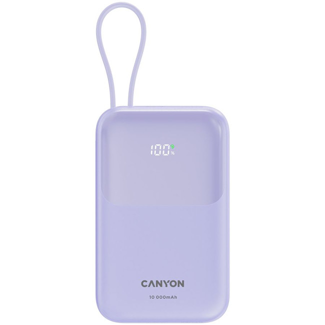 CANYON power bank OnPower 101 built-in cable 10000 mAh PD22.5W Purple