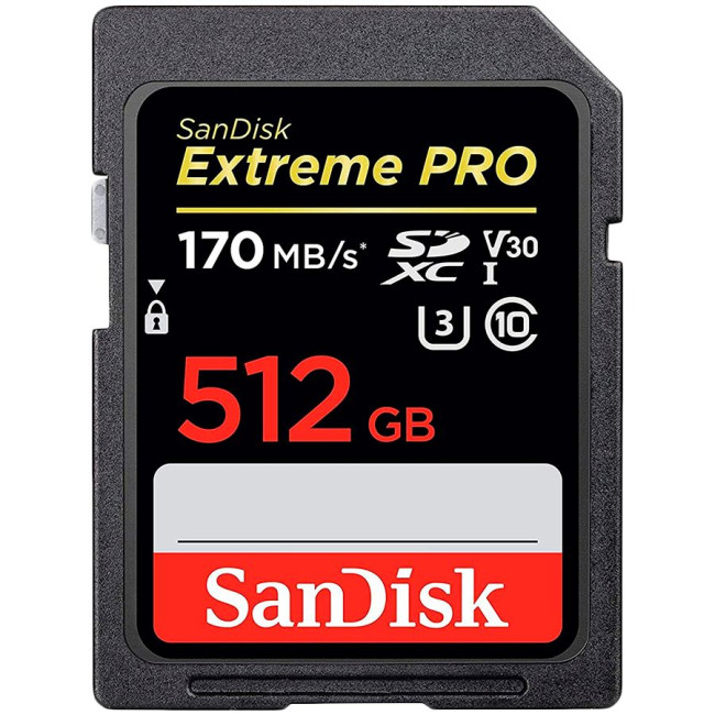 SANDISK Extreme 512GB SDXC Memory Card + 1 year RescuePRO Deluxe up to 180MB/s & 130MB/s Read/Write speeds, UHS-I, Class 10, U3, V30