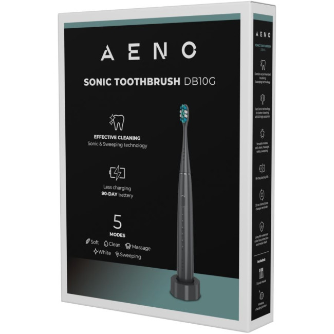 Wireless Tooth Brush, Grey, 3 Brush Heads, 1400mAh, Function: Soft, Clean, Massage, White, Sweep