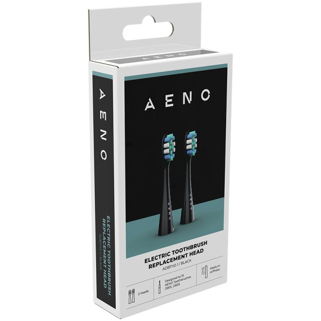 AENO Replacement toothbrush heads, Black, Dupont bristles, 2pcs in set (for ADB0002S/ADB0001S)