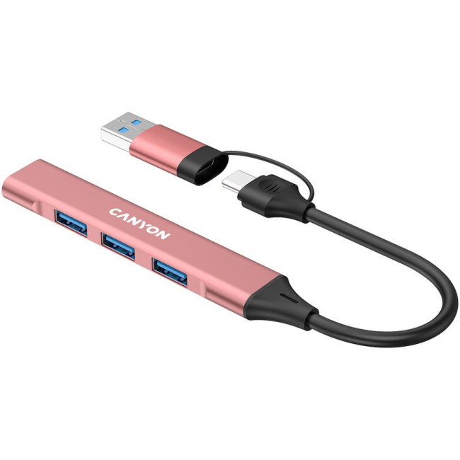 CANYON hub DS-02 4in1 USB-A/C Pink