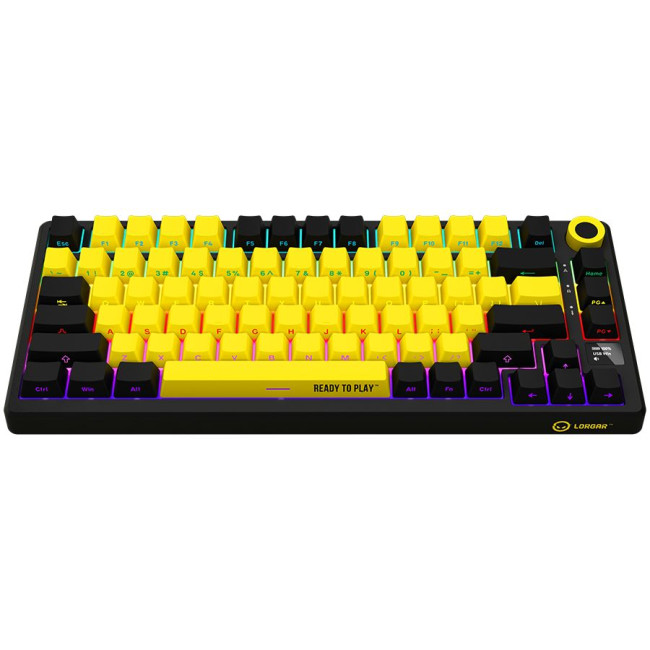 LORGAR KBP7075W, Wireless 75% Mechanical Gaming Keyboard Pro, Black/yellow, EN layout