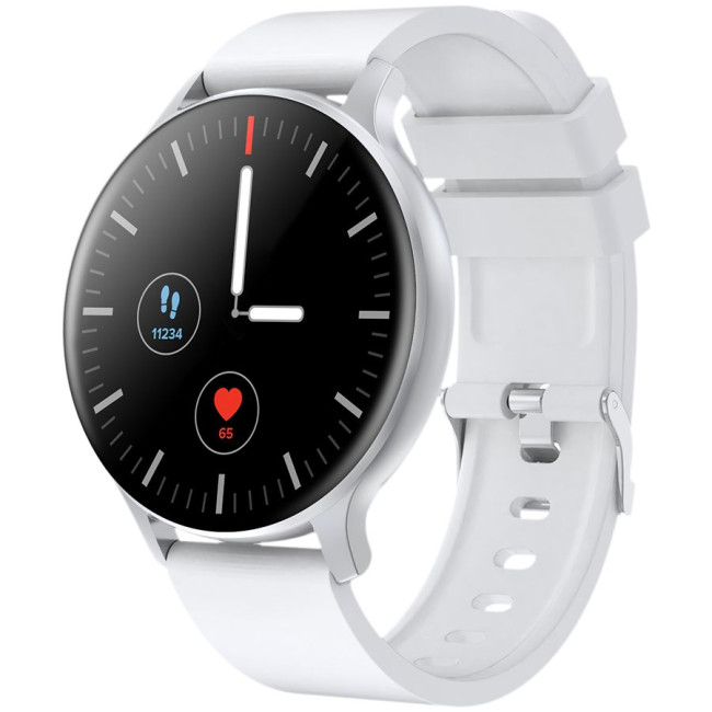 CANYON Badian SW-68, Smartwatch, Realtek 8762CK, 1.28''TFT 240x240px; RAM : 160KB,  Lithium-ion polymer battery, 3.7V 190mAh Include, Silver Zinc alloy middle frame + plastic bottom case+ white Silicone strap + silver strap buckle, 44.9x 10.9mm, strap: 20