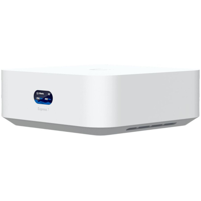 Ubiquiti UniFi Express 7 UX7 Mesh-scalable, super-compact 10G Cloud Gateway with integrated WiFi 7, 10 GbE RJ45 WAN port, 2.5 GbE RJ45 LAN port to extend network, up to 30+ UniFi devices and 300+ clients