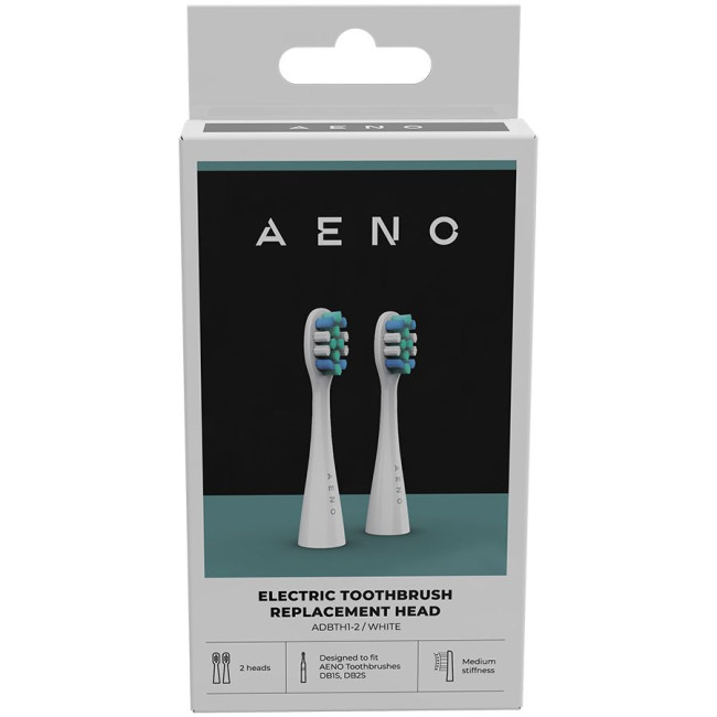 AENO Replacement toothbrush heads, White, Dupont bristles, 2pcs in set (for ADB0001S/ADB0002S)
