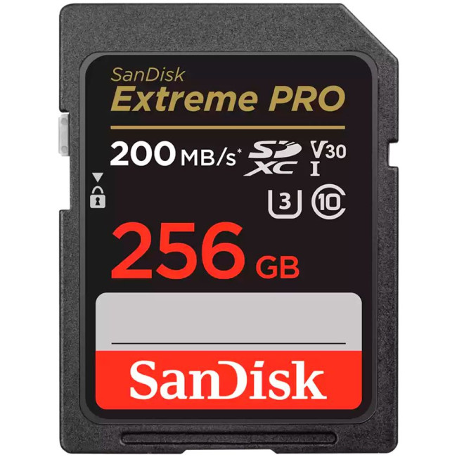 SANDISK Extreme PRO 256GB SDXC Memory Card + 2 years RescuePRO Deluxe up to 200MB/s & 140MB/s Read/Write speeds, UHS-I, Class 10, U3, V30