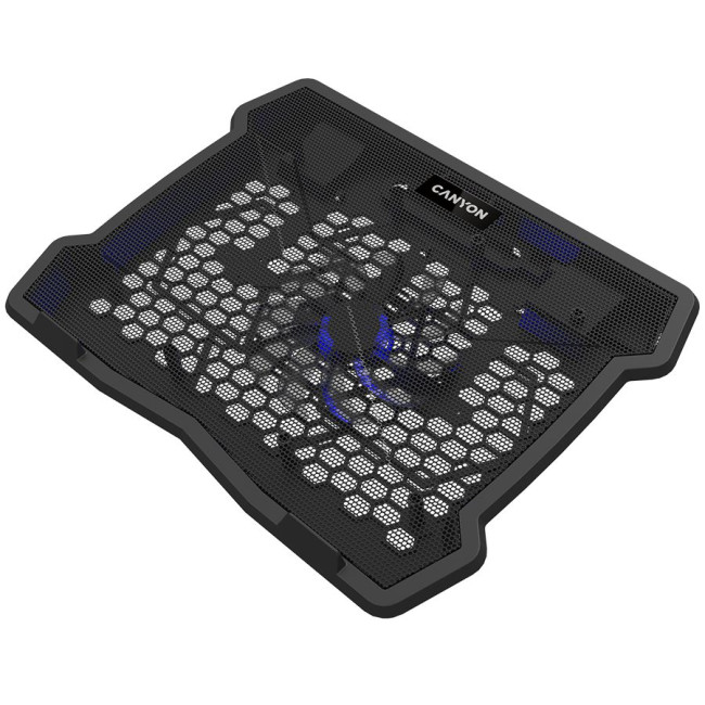 CANYON NS02, Cooling stand single fan with 2x2.0 USB hub, support up to 10”-15.6” laptop, ABS plastic and iron, Fans dimension:125*125*15mm(1pc), DC 5V, fan speed: 800-1000RPM, size:340*265*30mm, 406g
