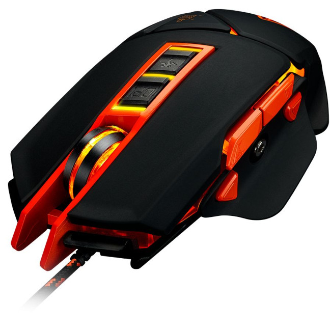 Маніпулятор миша дротова CANYON Optical gaming mouse  adjustable DPI setting 800/1600/2400/3200/4800/6400  LED backlight  moveable weight slot and retractable top cover for comfortable usage  Black rubber  cable length 1.70m  137*90*42mm  0.154kg(replacem