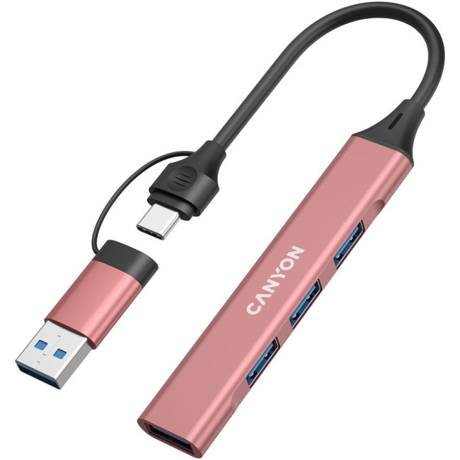 CANYON hub DS-02 4in1 USB-A/C Pink