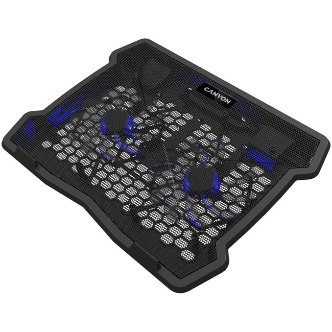 CANYON NS03, Cooling stand dual-fan with 2x2.0 USB hub, support up to 10”-15.6” laptop, ABS plastic and iron, Fans dimension:125*125*15mm(2pcs), DC 5V, fan speed: 800-1000RPM, size:340*265*30mm, 435g