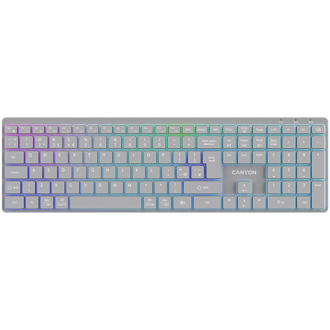 CANYON keyboard HKB-W11 UK/US RGB Dual Mode Wireless Grey