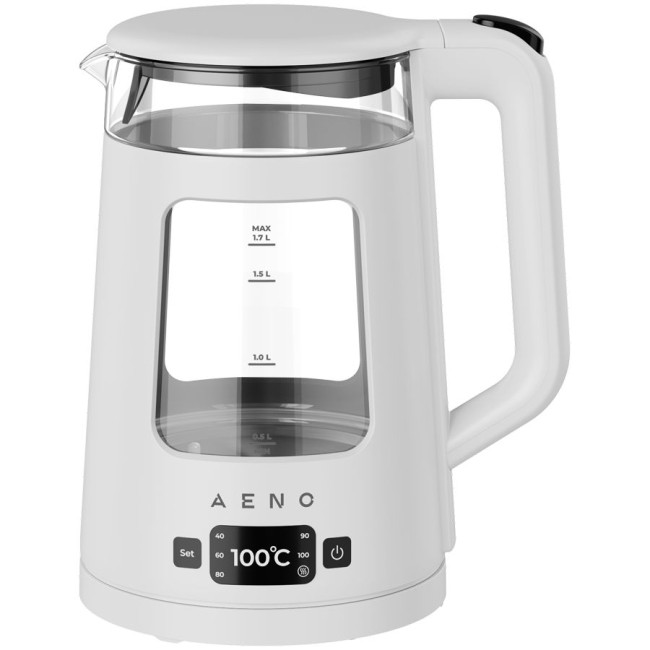 AENO Electric Kettle EK6: 1850-2200W, 2L, Strix, Square-shaped body, Transparent lid, High Resistant Glass, LED-Illumination, Auto Power Off, Dry tank Protection