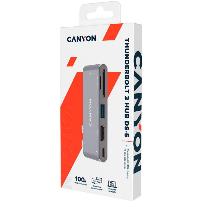CANYON hub DS-5 5in1 Thunderbolt 3 4k Space Grey