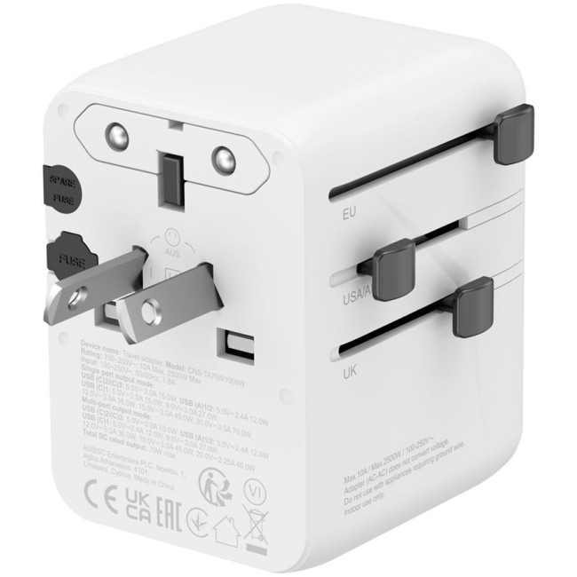 CANYON Travel Adapter OnTour 70 EU/UK/US/AUS 70W White