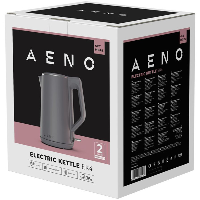 AENO Electric Kettle EK4: 1850-2200W, 1.5L, Strix, Double-walls, Non-heating body, Auto Power Off, Dry tank Protection