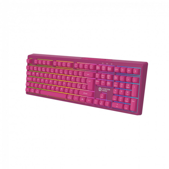 Canyon 105keys gaming keyboard,with 2.4G+ Bluetooth mode, battery 2000mAh, RGB backlight 3 types and 7 colors, size:407*119*19mm, PVC cable 1.8M , Black,weight:556+/-10g
